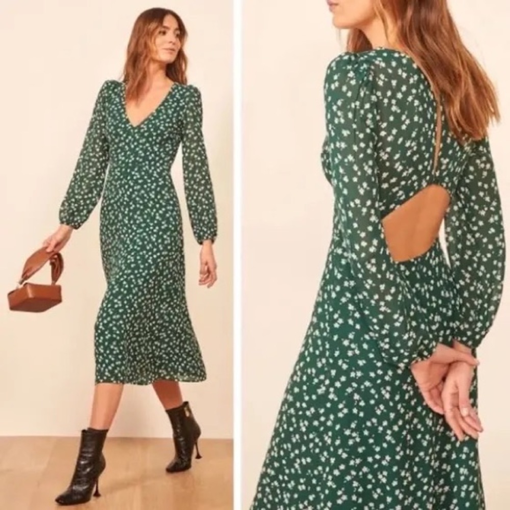 Reformation Joy Floral open keyhole back dress